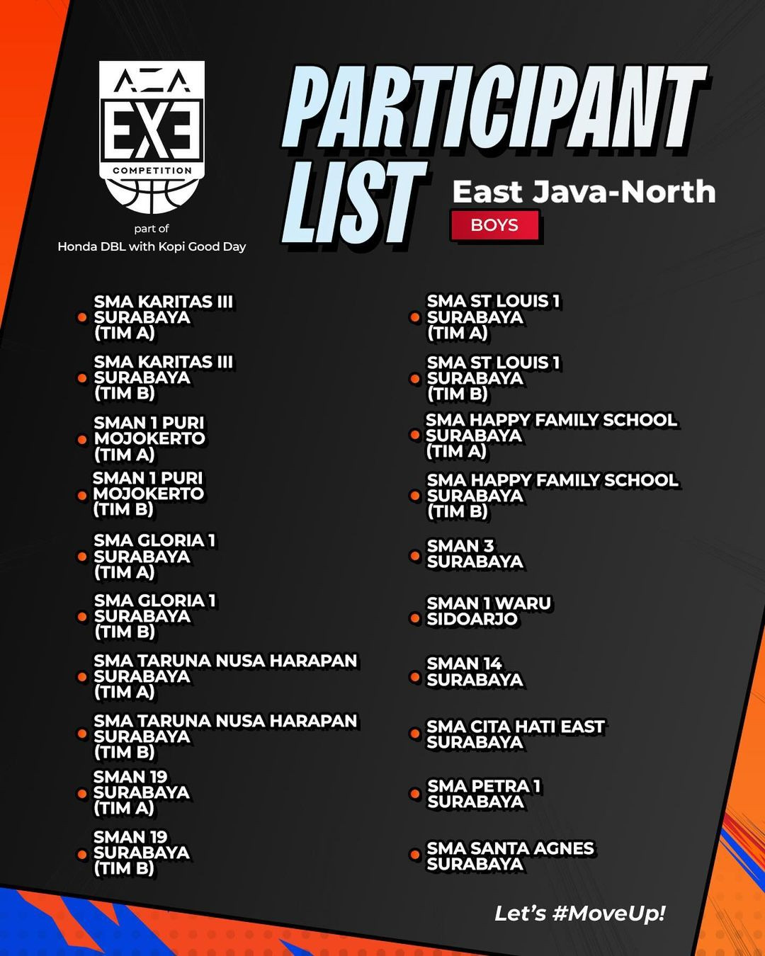 List Tim AZA 3X3 Competition 2024 East Java-North